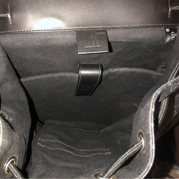 GUCCI GG SUPREME Backpack Black Soft Canvas Leather Large Size AUTHENTIC - Picture 9 of 17